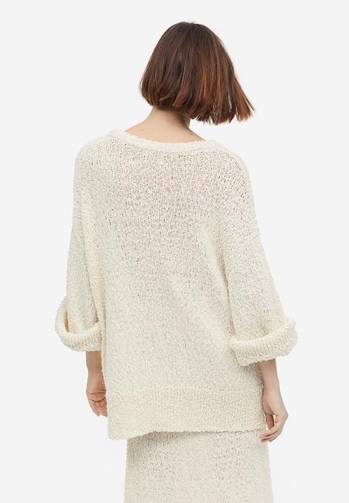 H&M - Oversized textured-knit jumper - cream