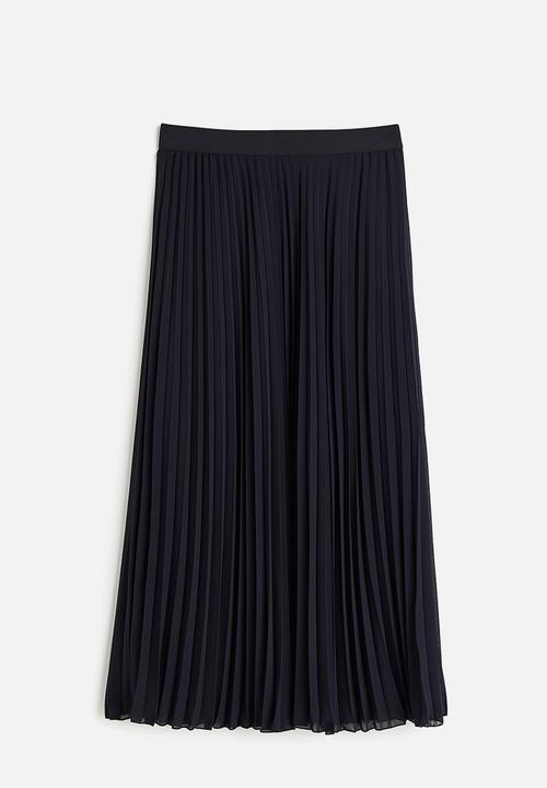 H&M - Pleated chiffon skirt - navy blue