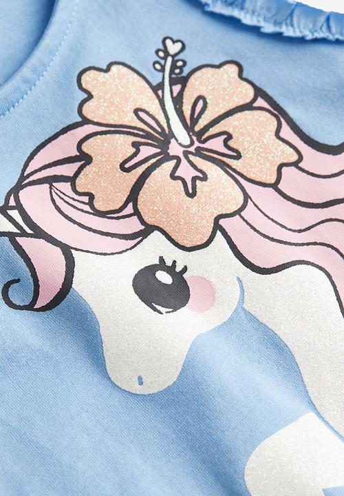 H&M - Frill-trimmed vest top - light blue unicorn