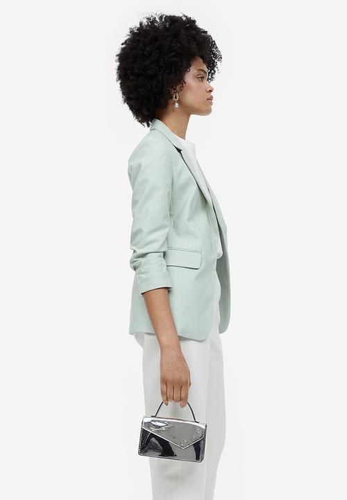 H&M - Gathered-sleeve blazer - mint green 