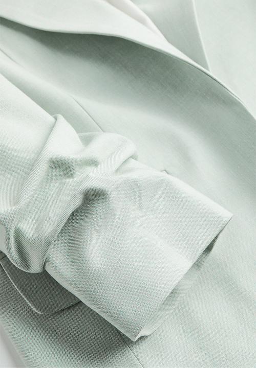 H&M - Gathered-sleeve blazer - mint green 