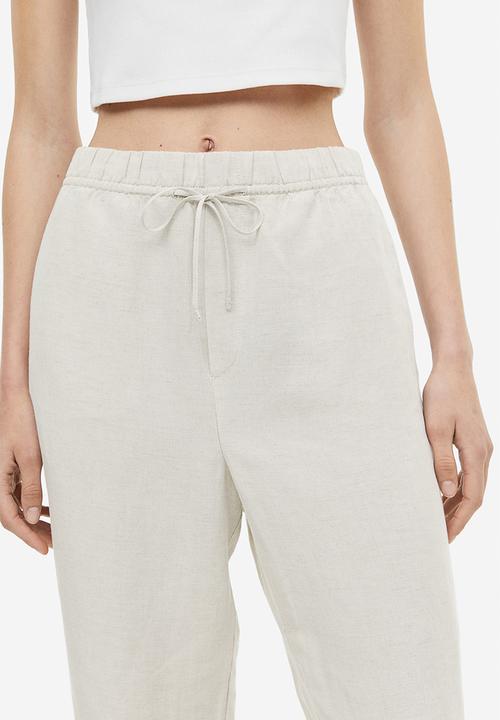 H&M - Linen-blend tapered trousers - beige
