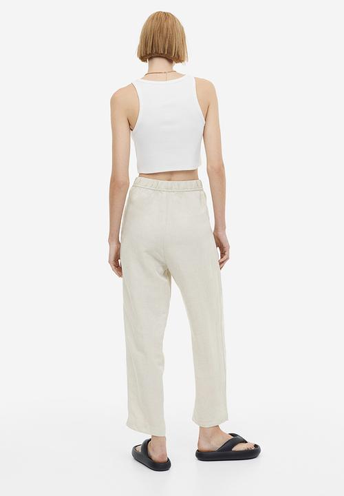 H&M - Linen-blend tapered trousers - beige