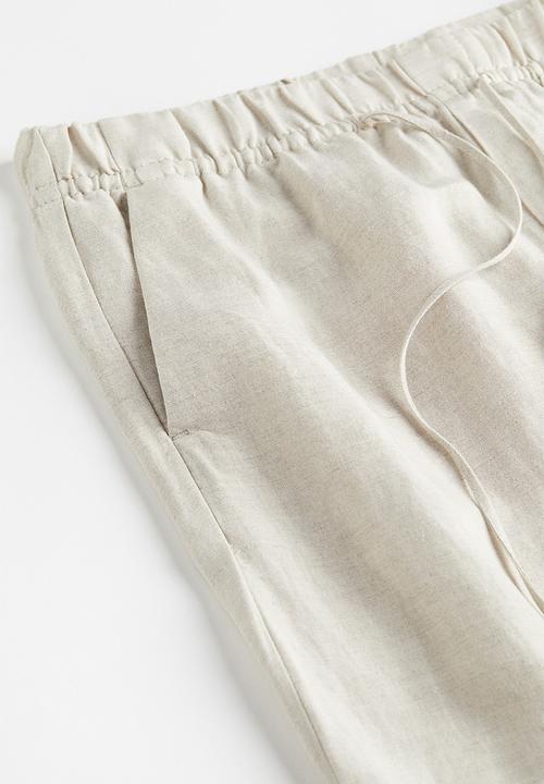 H&M - Linen-blend tapered trousers - beige