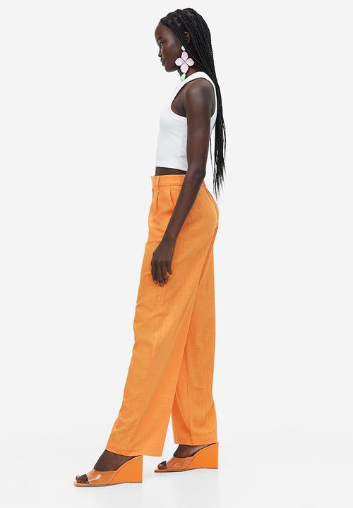 H&M - Linen-blend tailored trousers - orange