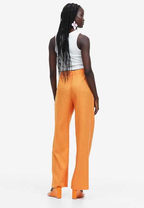 H&M - Linen-blend tailored trousers - orange