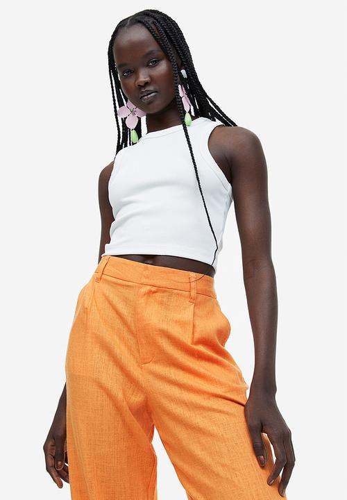 H&M - Linen-blend tailored trousers - orange