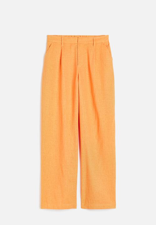 H&M - Linen-blend tailored trousers - orange