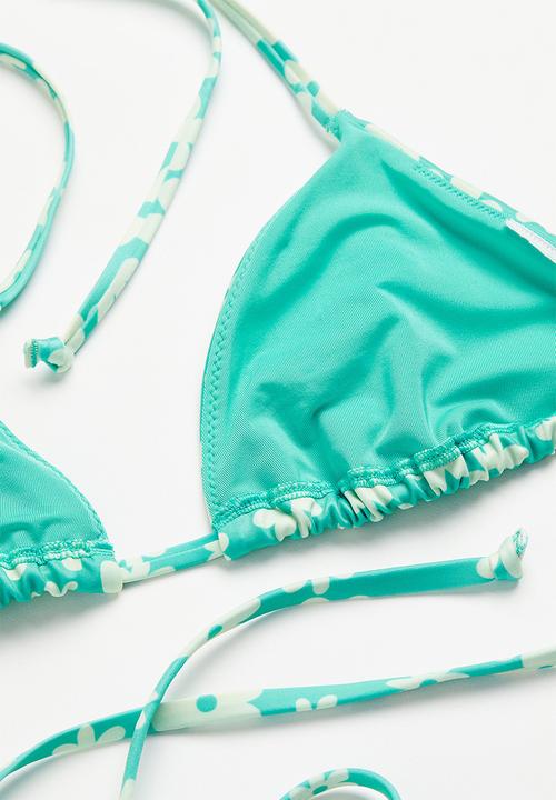 H&M - Triangle bikini top - bright green floral