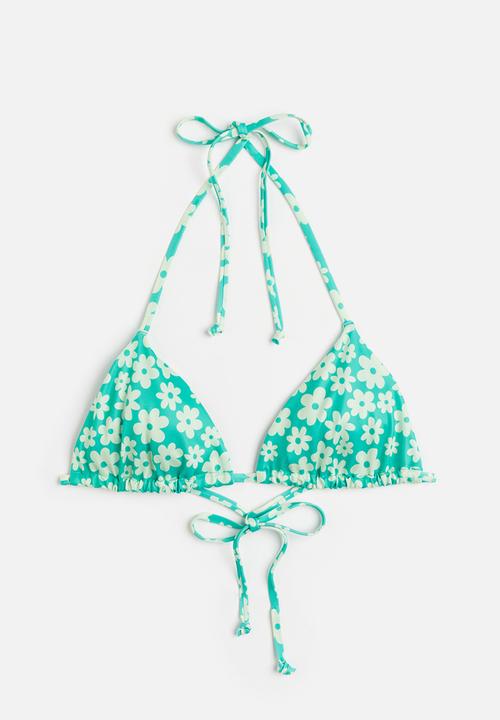 H&M - Triangle bikini top - bright green floral