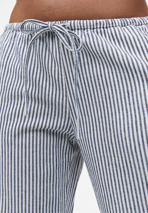 H&M - Wide trousers - dark blue striped