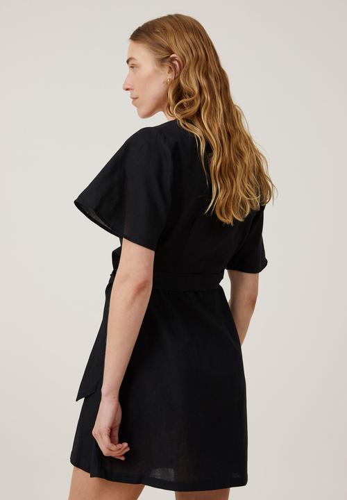Cotton On - Wrap mini dress - black