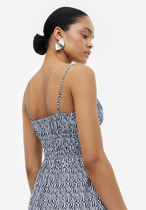 H&M - Smock-waisted dress - dark blue patterned