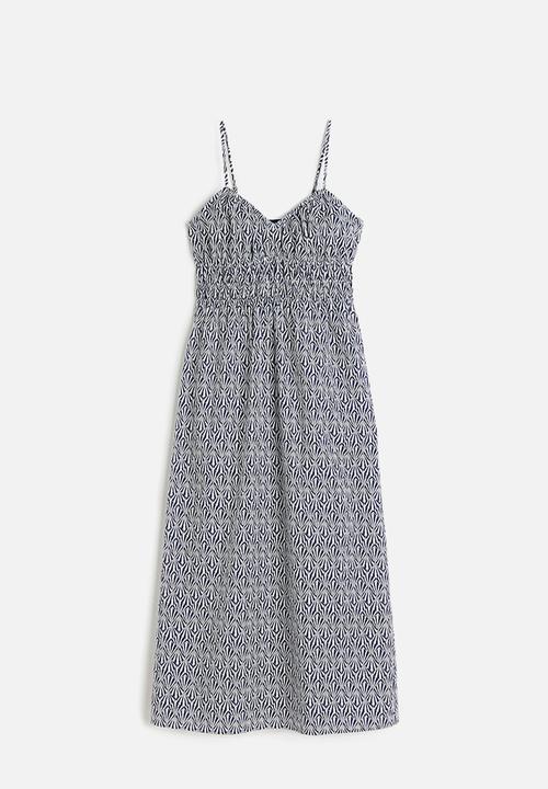 H&M - Smock-waisted dress - dark blue patterned