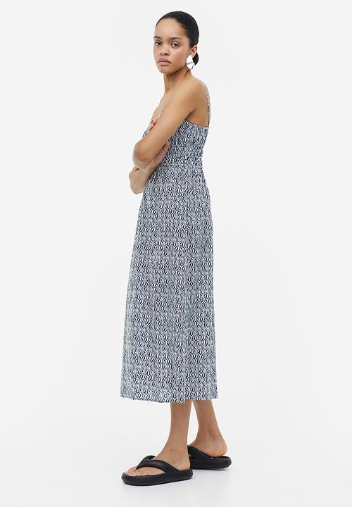 H&M - Smock-waisted dress - dark blue patterned