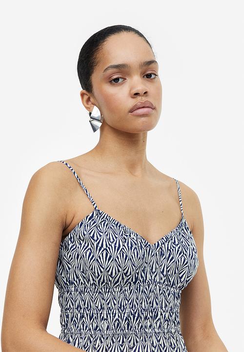 H&M - Smock-waisted dress - dark blue patterned