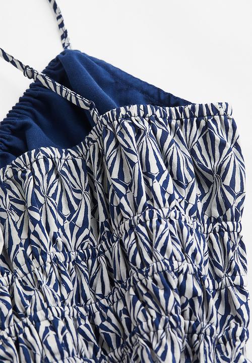 H&M - Smock-waisted dress - dark blue patterned