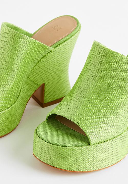 H&M - Platform straw mules - bright green