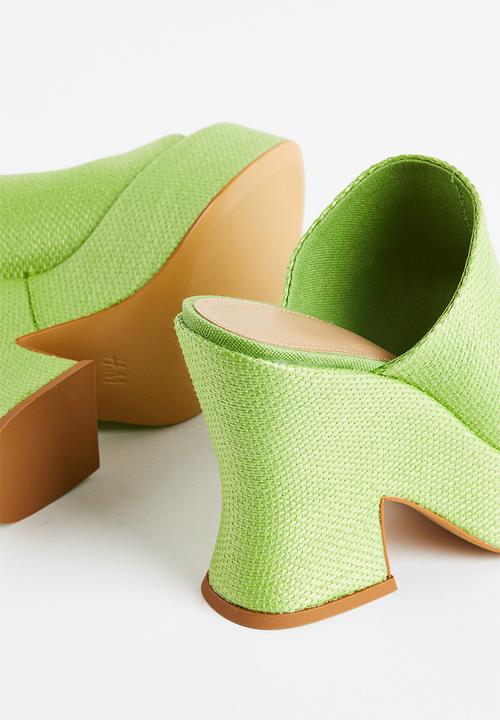 H&M - Platform straw mules - bright green