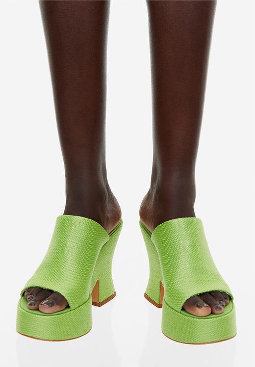 H&M - Platform straw mules - bright green