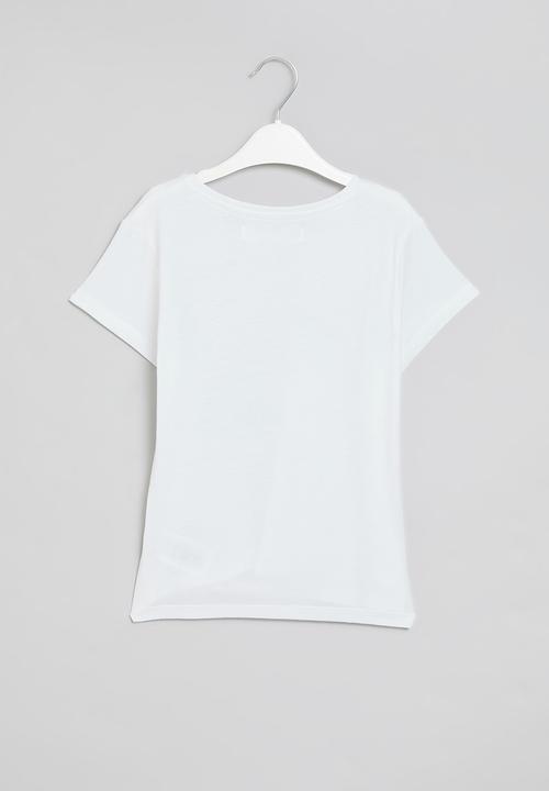 MINOTI - Graphic T-shirt tie front - white