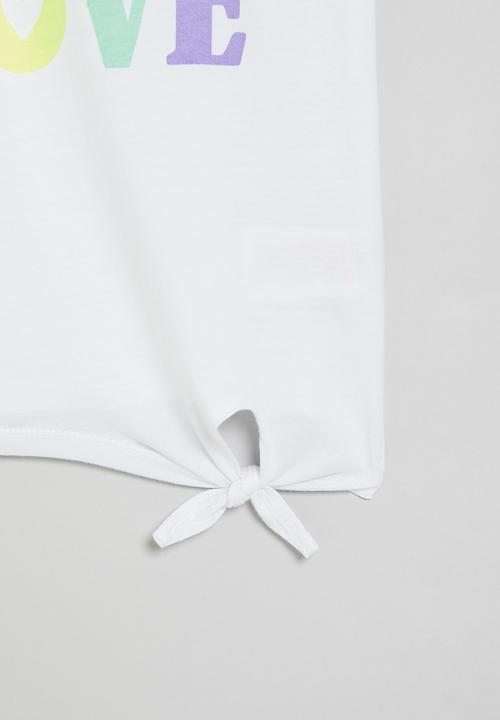 MINOTI - Graphic T-shirt tie front - white