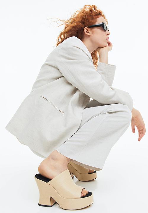H&M - Platform straw mules - beige