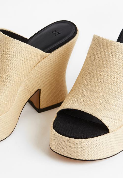 H&M - Platform straw mules - beige