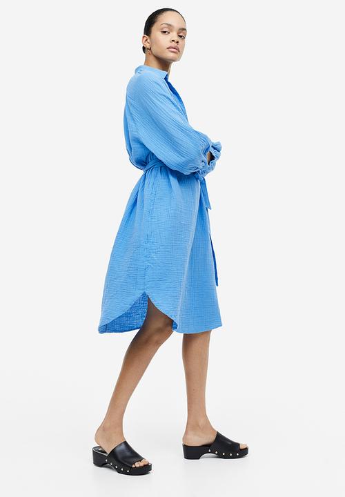 H&M - Tie-belt dress - light blue 