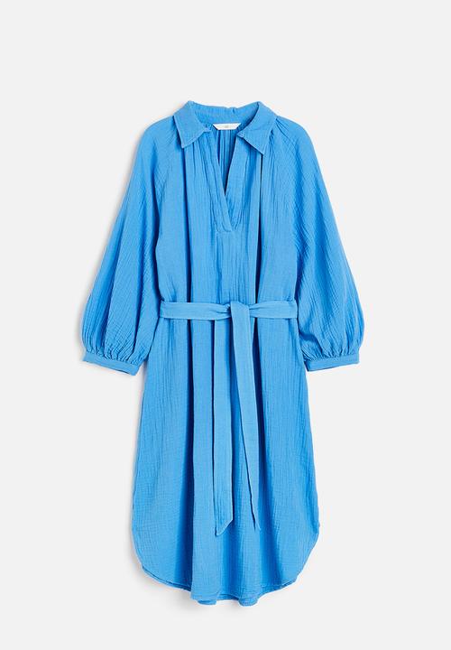 H&M - Tie-belt dress - light blue 