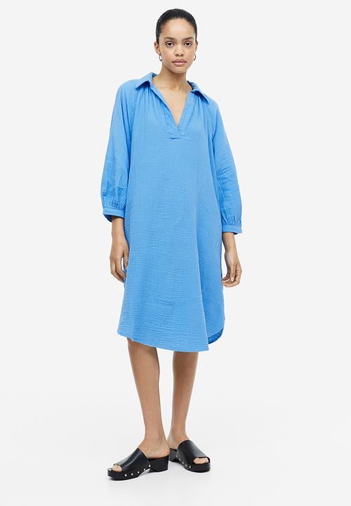 H&M - Tie-belt dress - light blue 