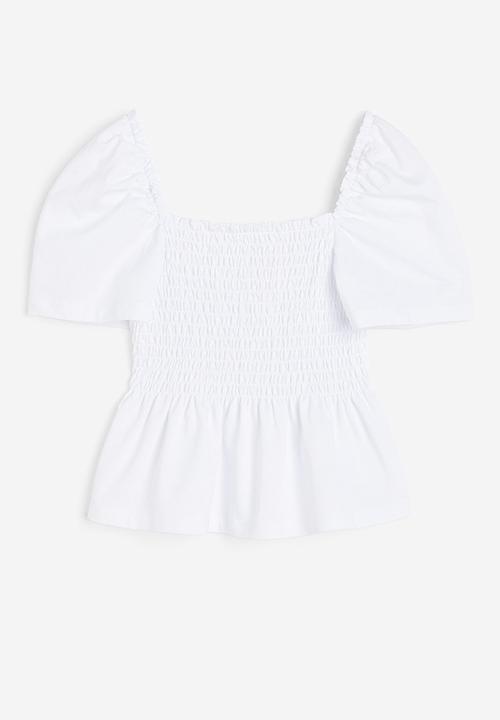 H&M - Smocked top - white