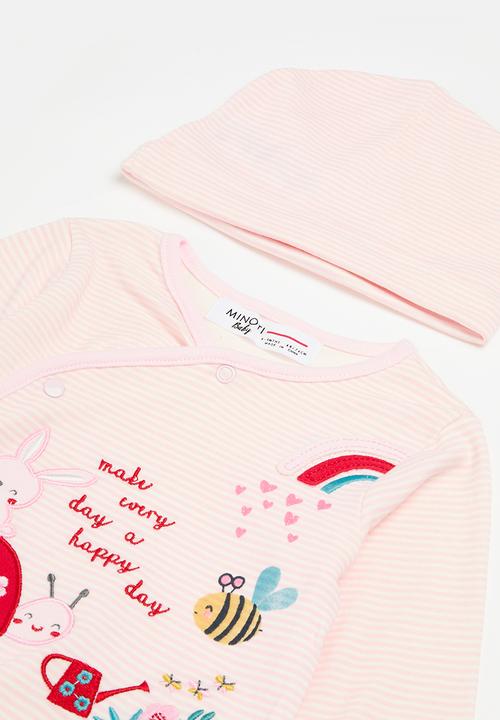 MINOTI - 2 pack sleepsuit & hat set - pink