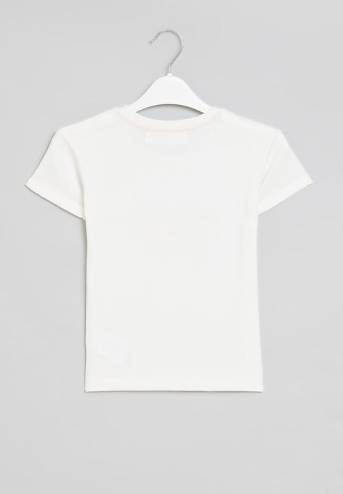 MINOTI - Sequin front print slub boxy T-shirt - white