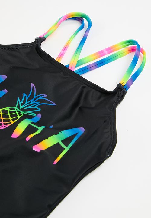 MINOTI - Strappy swimsuit with gradient print - black