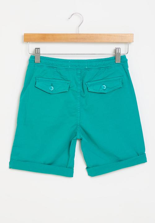 MINOTI - Peached twill washed short - teal