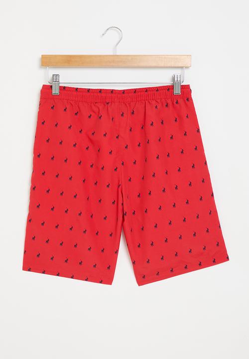 POLO - Boys monogram short - red