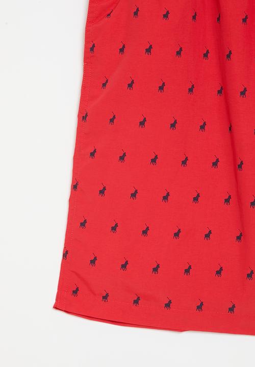 POLO - Boys monogram short - red