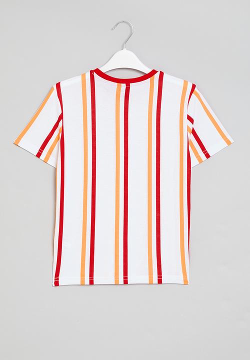 POLO - Boys liam vertical striped tee - scarlet