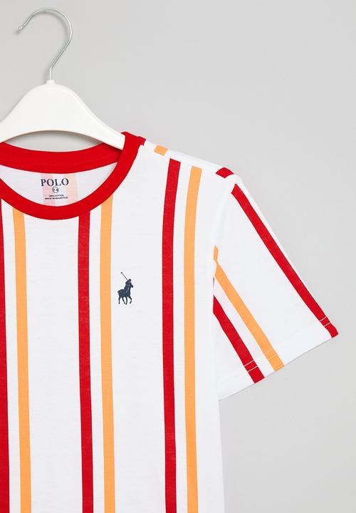 POLO - Boys liam vertical striped tee - scarlet