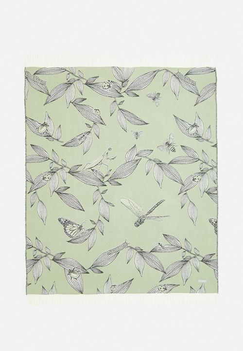 Aranda Blankets - Bella vita entomology throw - olive & black