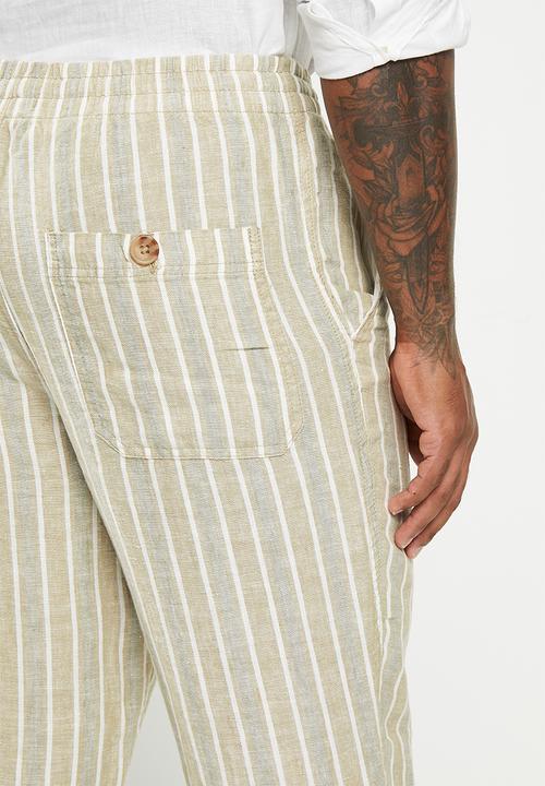 Cotton On - Linen pant - khaki sand stripe
