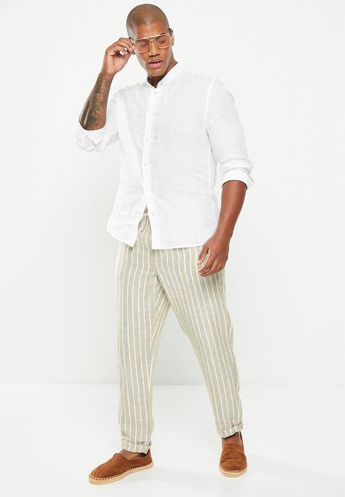 Cotton On - Linen pant - khaki sand stripe