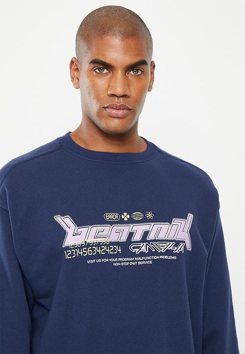 Cotton On - Oversized graphic sweater - indigo & beatnik