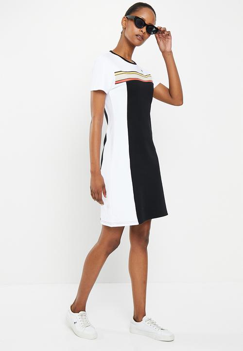 POLO - Toni panelled short sleeve dress - white