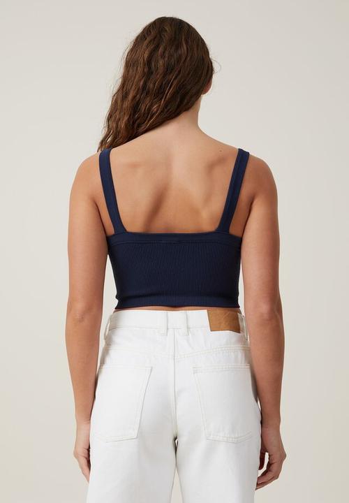 Cotton On - Seamless nelly straight neck tank - deep indigo