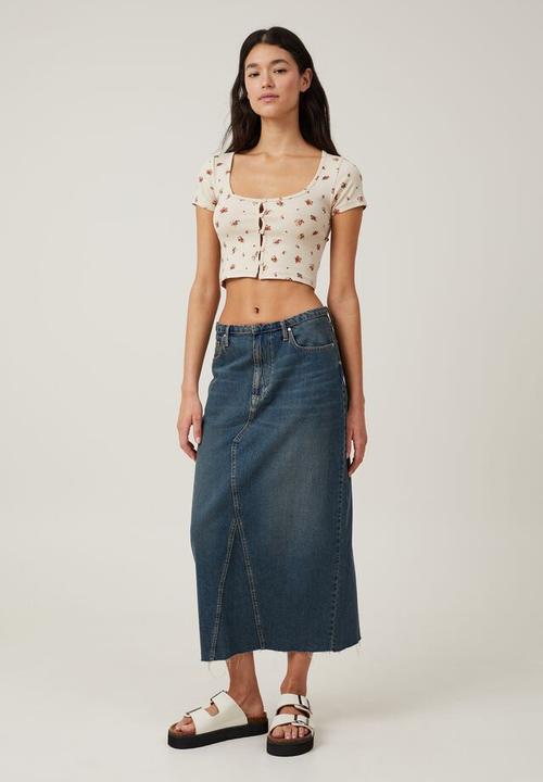 Cotton On - Sammie scoop neck short sleeve - beth ditsy stone