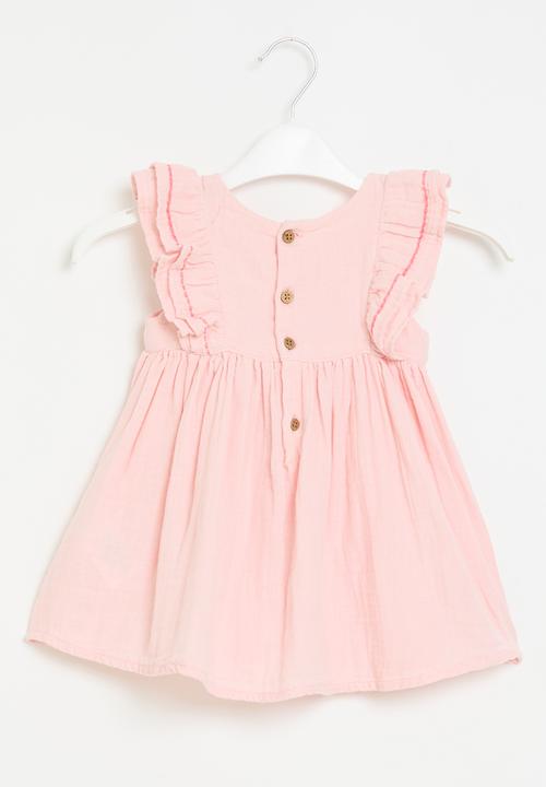 MINOTI - Double fabric embroidered dress - pink