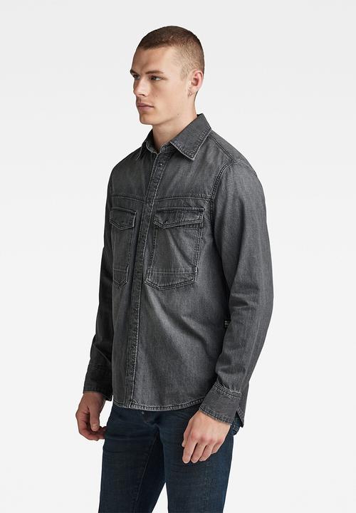 G-STAR - Dakota regular shirt long sleeve hoola - faded black jasper