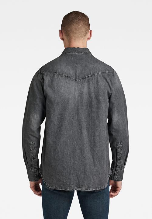 G-STAR - Dakota regular shirt long sleeve hoola - faded black jasper